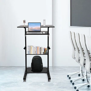 Mobile Standing Desk Stand Up Work Station Stand Up Desk Cart Table Freestanding - Picture 1 of 22