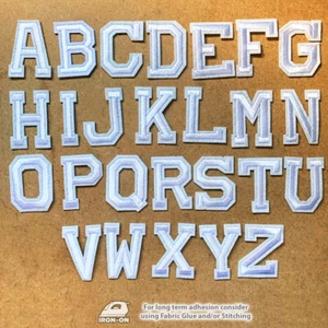 1pc Letter White Embroidered Cloth Iron On Patch Appliqué Alphabet word #1373 - Picture 1 of 27