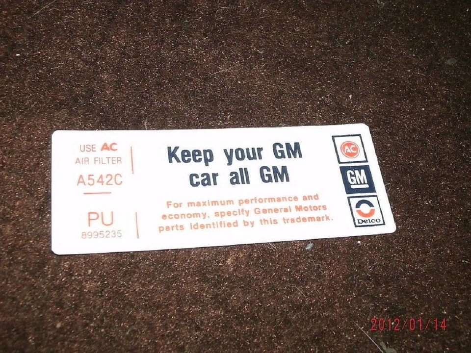 1976 PONTIAC GRAND AM GRAND PRIX 400 AIR CLEANER BASE SERVICE INSTRUCTIONS DECAL - Image 1 of 1