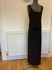 Long Black Dress With Elasticated Waist - Size S - Picture 1 of 6