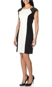 NEW Studio One Women's Ivory/Black/ Size 6/ Shoulder Embellished Dress - Picture 1 of 3