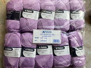 10 x Patons 100% cotone DK 100 g tonalità 2701 lilla - Foto 1 di 1
