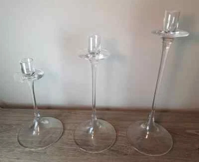 Vintage ORREFORS Crystal Candlestick Set 3 Sweden Candle holder 7, 10, & 12" - Image 1 of 4