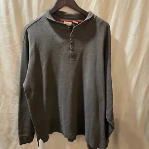 Vintage LL BEAN Button Henley Sweater Long Sleeve 100% Cotton Sz XL Gray - Picture 1 of 5