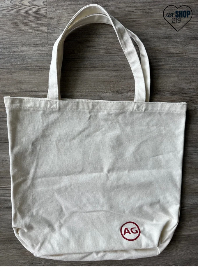AG Adriago Goldschmeid Tote Bag Off White Canvas Logo - Image 1 of 4