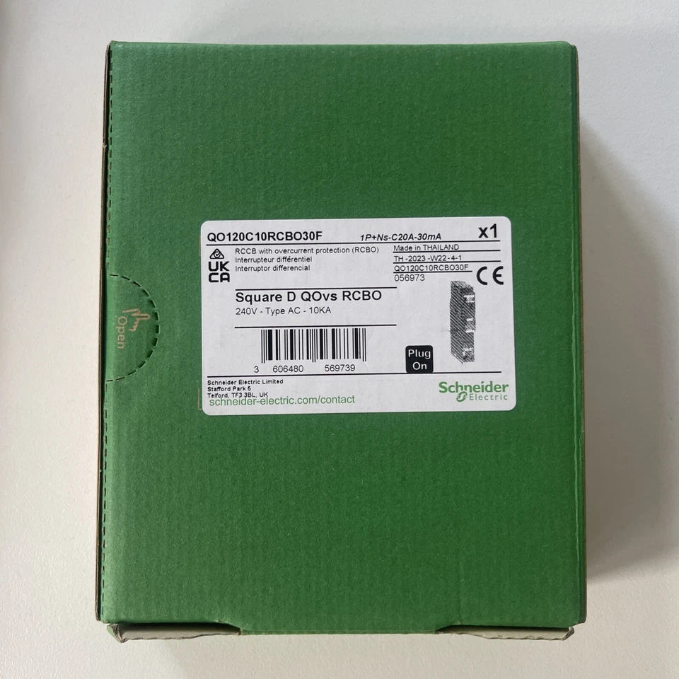 Schneider QOVs QOE 20A 20 Amp RCBO C20 QO120C10RCBO30F Square D 30mA  VAT REG’D - Image 1 of 1