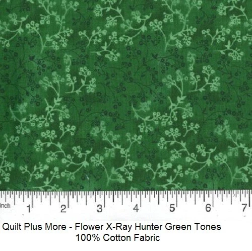 Tela 100 % algodón con cazador de rayos X de flores tonos verdes vendida por el perno de 1/4 dearda Foto 1 de 1