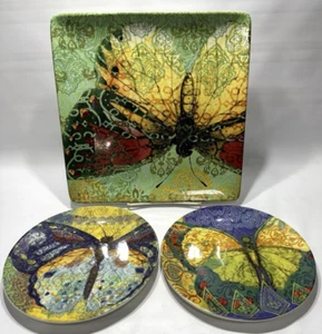The Studio Shop von Susan Winget 3 schöne Schmetterlingsfarben lebendige Dekoteller - Bild 1 von 9