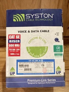 New SYSTON Voice & Data Cable CAT 6E Riser 600 MHz CMR Blue 500FT Communication - Bild 1 von 12