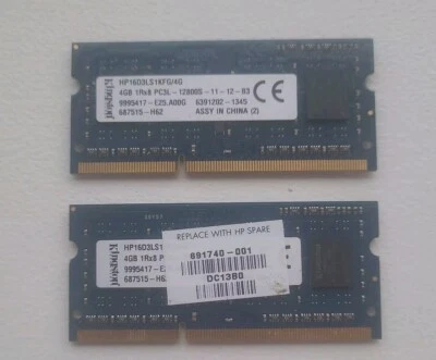 Kingston 8GB DDR3L 1600mhz Sodimm Laptops Memory (2 x 4GB PC3L 12800S) - Image 1 of 2