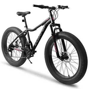 26 Inch Fat Tires Mountain Bike, 4'' Wide Wheel, 21-Speed Disc Brakes Front Fork - Picture 1 of 7