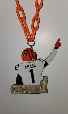 Cincinnati Bengals JaMarr Chase "Chosen 1" replica necklace and chain Cover