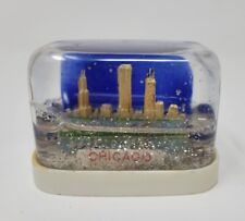 Vintage Chicago Skyline Square Snowglobe Snowdome Plastic Souvenir