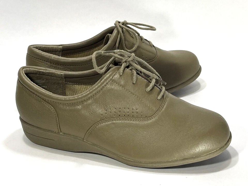 DR. SCHOLL'S Double Air-Pillo Leather Lace-up Oxford Shoes Women 9 Wide Beige - Image 1 of 4