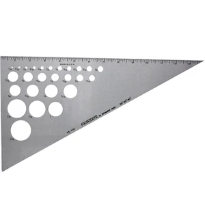 Fairgate 14" 30/60/90 Aluminum Triangle Rule With 26 Circles 70-114 - Picture 1 of 1
