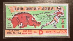 Arkansas Razorbacks 9/22/1956 college football REPLICA ticket vs Hardin-Simmons - Picture 1 of 1