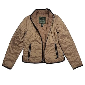 Eddie Bauer Premium Quality Goose Down Women’s Coat Size Small Tan Beige Paisley - Picture 1 of 12