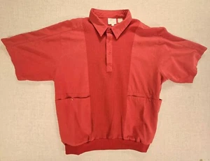 Vintage 80’s Men’s 2XL Banded Collared Short Sleeve Red Shirt Envoy Pockets  - Picture 1 of 8