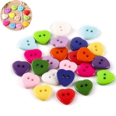 Heart Button Button 100PC 13mm Sewing lots Mix Plastic Color Random Sewing - Image 1 of 3