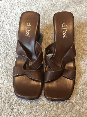 Diba East Women’s Brown Leather Open Toe Wedge Heel Size 8.5 - Image 1 of 4