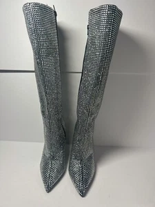 Gianni Bini GaborTwo Rhinestone Pointed Toe Tall Wedge Boots Size 8M - Picture 1 of 7