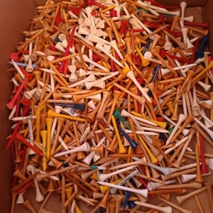 Lot of 300+ Golf Tees Approx 2lbs 10 oz Mixed Wood Plastic Composite Some Logos - Picture 1 of 4