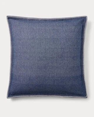 Ralph Lauren Arielle Punto Pluma Dos Euro Shams Azul Marino Crema Costera NUEVO Foto 1 de 4