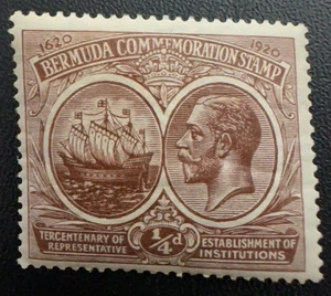 Bermuda Stamp #55 M-VLH-OG 1/4p Brown 1920-21 Issue - Picture 1 of 2