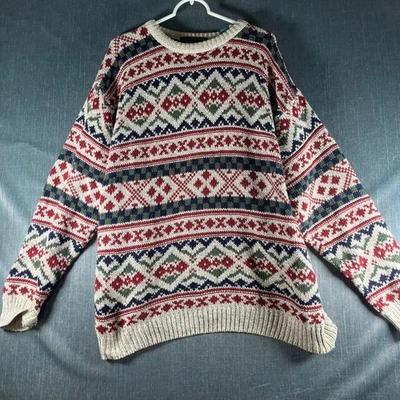 Claybrooke Outdoors Men's Sweater Size L Multicolor Vintage Fair Isle Wool Knit - Image 1 of 4