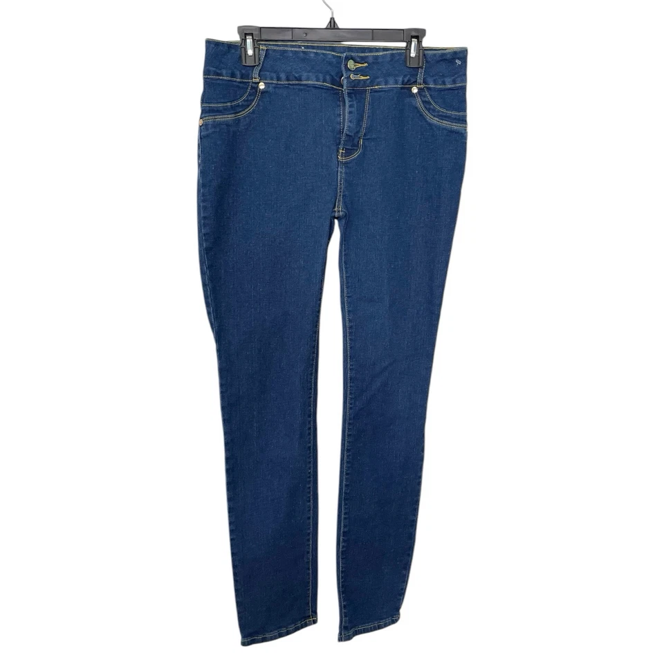 Pantalones de mezclilla ajustados de hilo amarillo 32x30,5 Fashion 2 Love para mujer junior talla 15 Foto 1 de 4