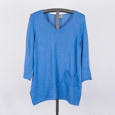 Habitat Women's Cotton Tunic Sweater SZ LARGE Lagenlook Casual Comfort Cozy Blue - Image 1 of 4