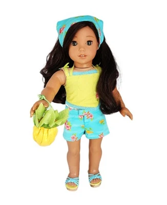 American Girl Doll Nanea Mitchell Hawaiian Brown Hair Green Eyes Retired Outfit - Image 1 of 4