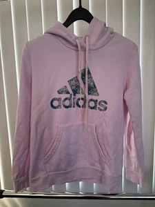 Women's Adidas Pink Floral-Print Logo Hoodie Size Medium - Picture 1 of 5