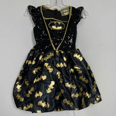 Batgirl Rubie's DC Comics Black Gold Costume Sequin Dress Halloween Girl's SMALL - Image 1 of 4