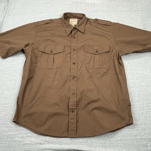 Cabelas Safari Series Button Up Shirt Mens L Brown Hiking Camp Epaulettes Straps - Picture 1 of 6