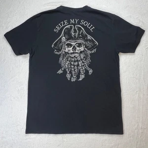 Zero Foxtrot Graphic T-Shirt Men's Large Black "Seize My Soul" Pirate Skull USA - Picture 1 of 7