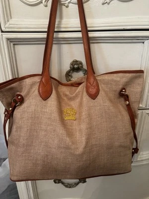 Pratesi Firenze Blonde Woven Raffia and Tan  Leather Italian Tote Shoulder Bag  - Image 1 of 4