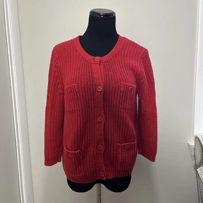 Suéter para niñas Old Navy niños cárdigan rojo grande bolsillos con botones Foto 1 de 4