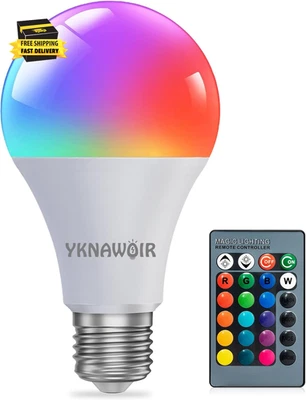 Color Changing Light Bulb, RGB LED Light Bulb, Dimmable A19 5W 6500K, E26 Colore - Image 1 of 4