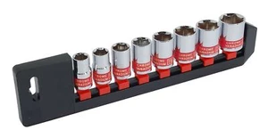 Juego de enchufes de 8 piezas de 1/2" en un riel - tamaños 13, 14, 16, 17, 19, 21, 22, 24 mm - Imagen 1 de 2