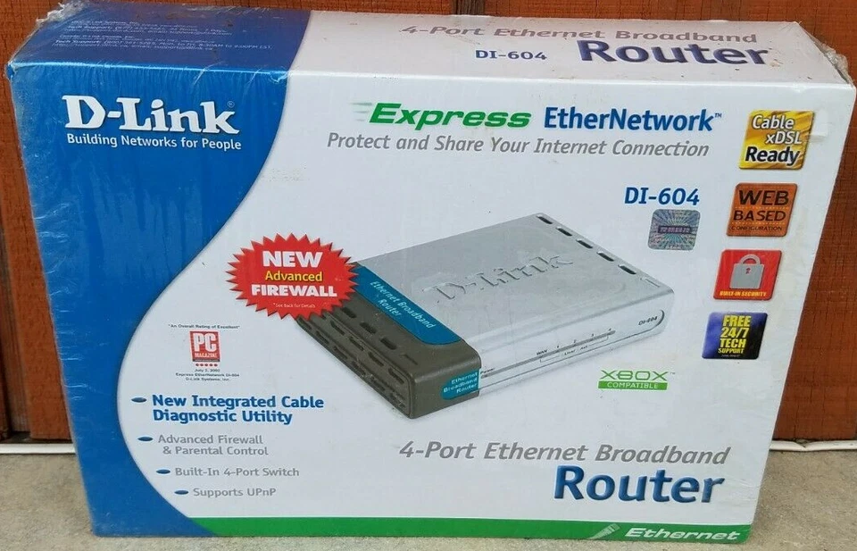 D-Link DI-604 Cable/DSL Router, 4-Port Ethernet Broadband XBox Compatible - Image 1 of 1