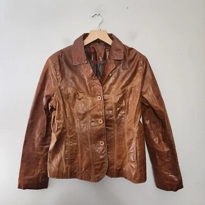 Chaqueta de Cuero Y2k Wilsons De Colección Mediana Bohemia Occidental Informal Forrada de Cachemira  Foto 1 de 4