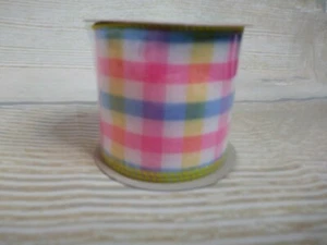New! Plaid Easter Ribbon 2.5" x 3 Yd Wired Edge Ribbon Bows Wreath Crafts Spring - Picture 1 of 6