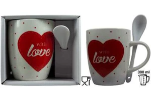 Jumbo Tasse XXL 300 ml weiß mit Schriftzug "With love" in Geschenkbox Porzellan - Bild 1 von 17