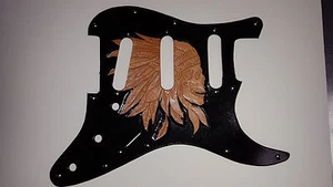 Leder Schlagbrett Fender Stratocaster handgefertigt und gefärbt "Indian Skull" - Bild 1 von 9