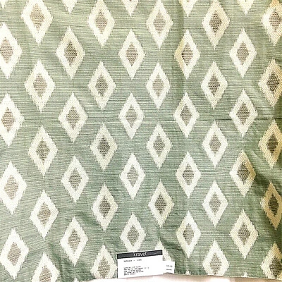 Kravet Designer Geometric Canvas Fabric Diamond Reversible Sea Faom Blue 24.5 Sq - Image 1 of 4