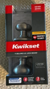 Kwikset Round Satin Nickel Exterior Entry Door Knob set Featuring SmartKey - Picture 1 of 4