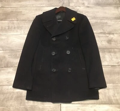Vietnam NAM Era Navy Peacoat Overcoat Trench Mens Jacket Size 36 1970’s Vintage - Image 1 of 4