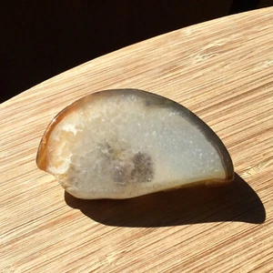 Quartz Crystal Geode Slice Polished End Cut Display Stone Brown Agate Edges 3.5" - Picture 1 of 6