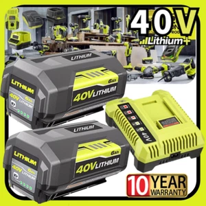 1-2 Battery & Charger For Ryobi 40V With LED Lithium-Ion 40Volt OP406VNM OP40602 - Picture 1 of 17